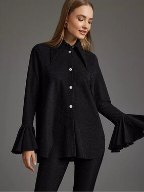 Anthropologie Sleeper Cosmos lurex lounge bell sleeve top size small
